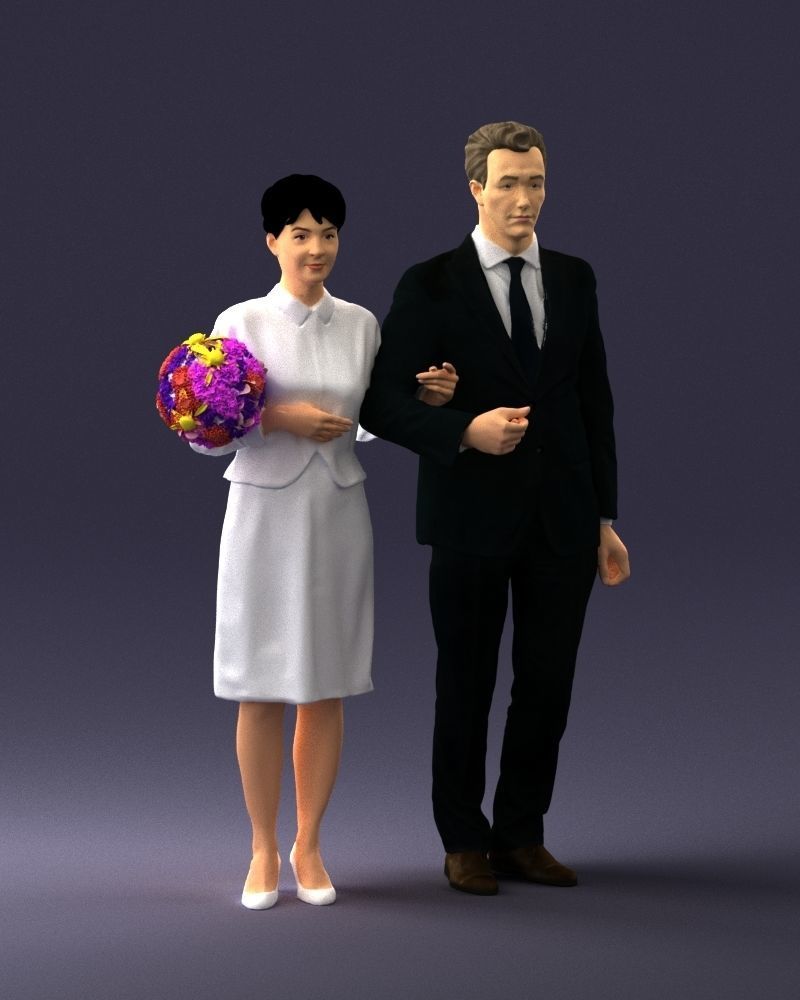 000355 Formal Couple with Bouquet 3D model_7