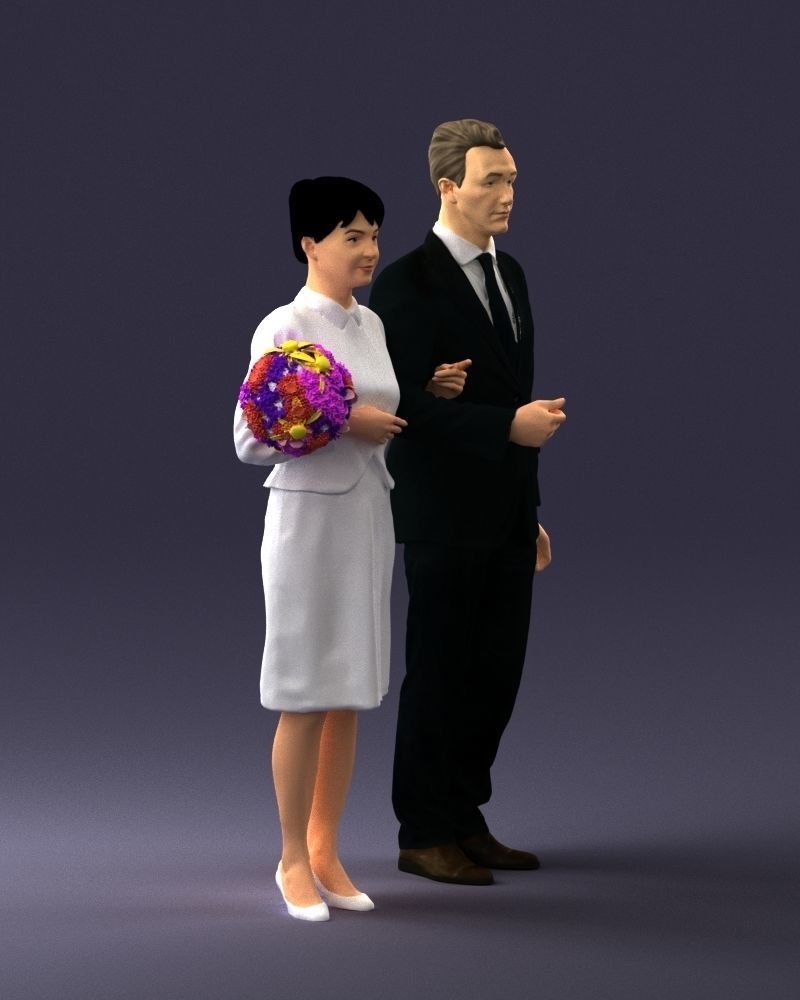 000355 Formal Couple with Bouquet 3D model_10