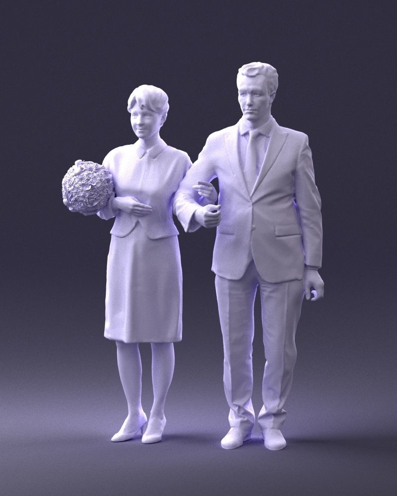 000355 Formal Couple with Bouquet 3D model_35