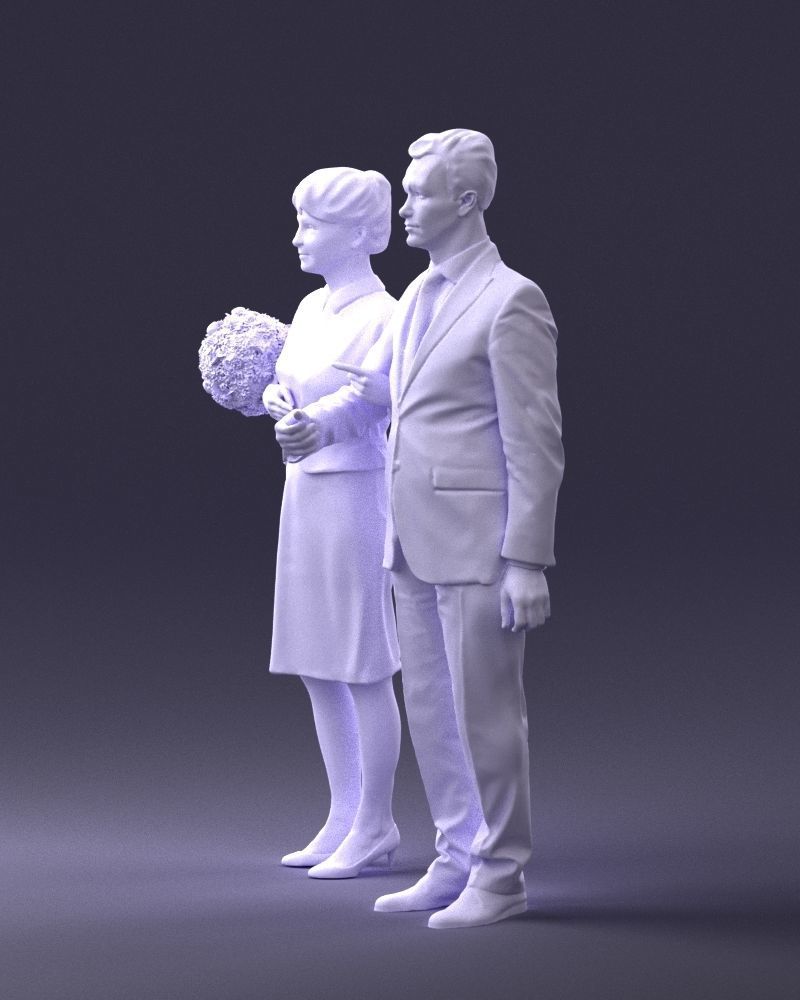 000355 Formal Couple with Bouquet 3D model_29