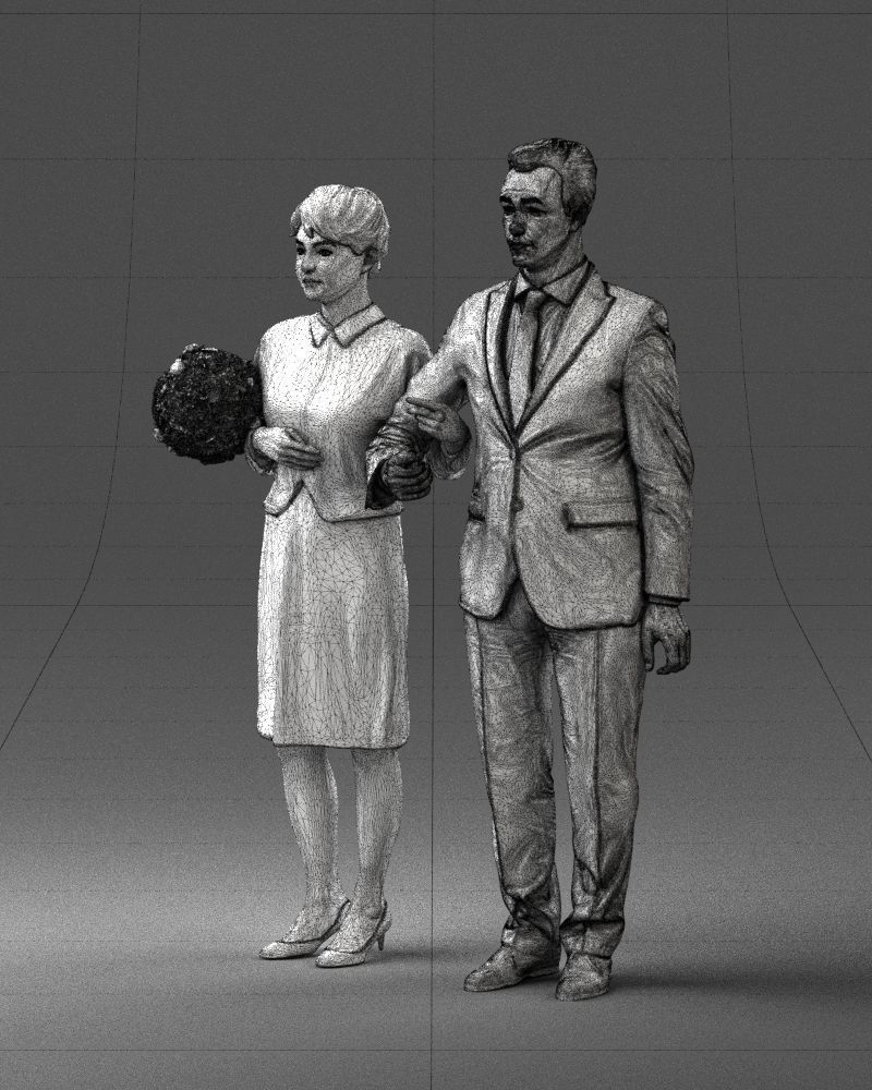 000355 Formal Couple with Bouquet 3D model_33
