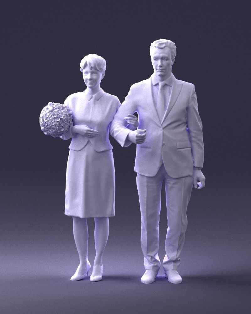 000355 Formal Couple with Bouquet 3D model_2
