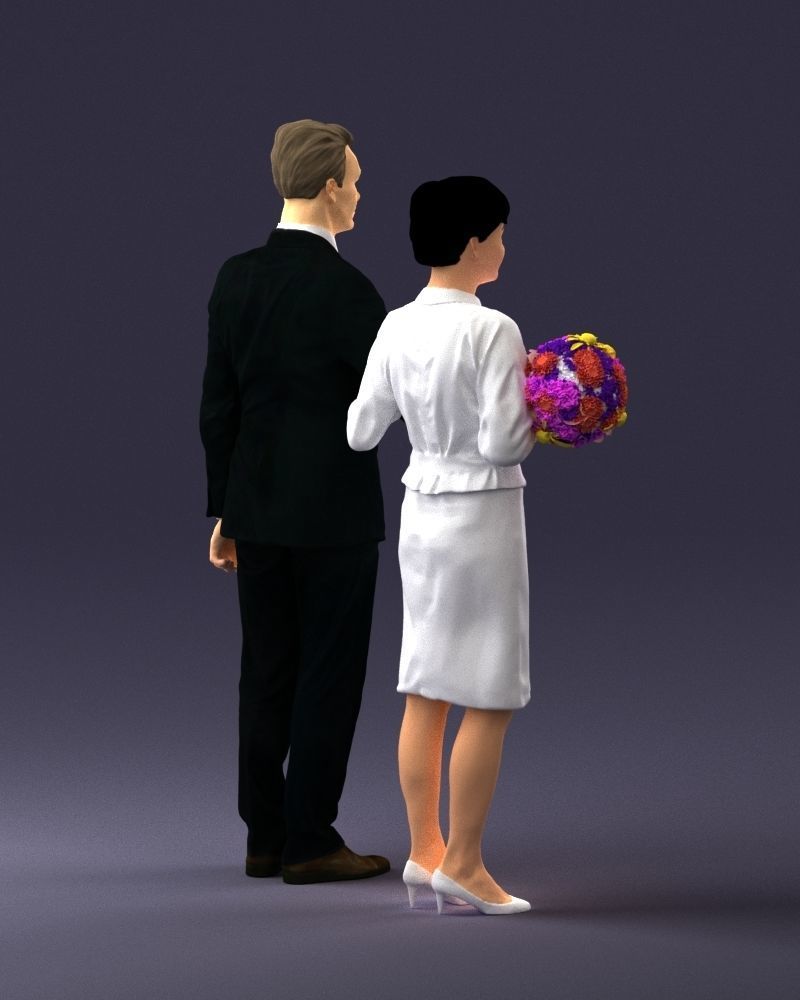 000355 Formal Couple with Bouquet 3D model_16