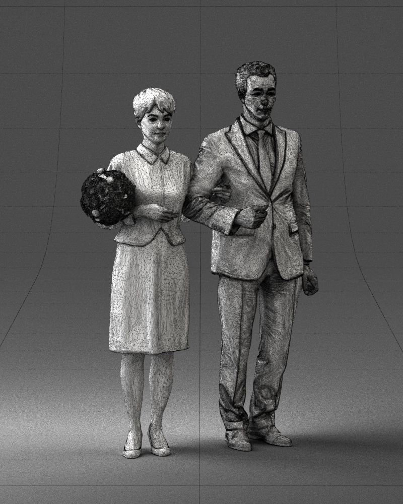 000355 Formal Couple with Bouquet 3D model_9