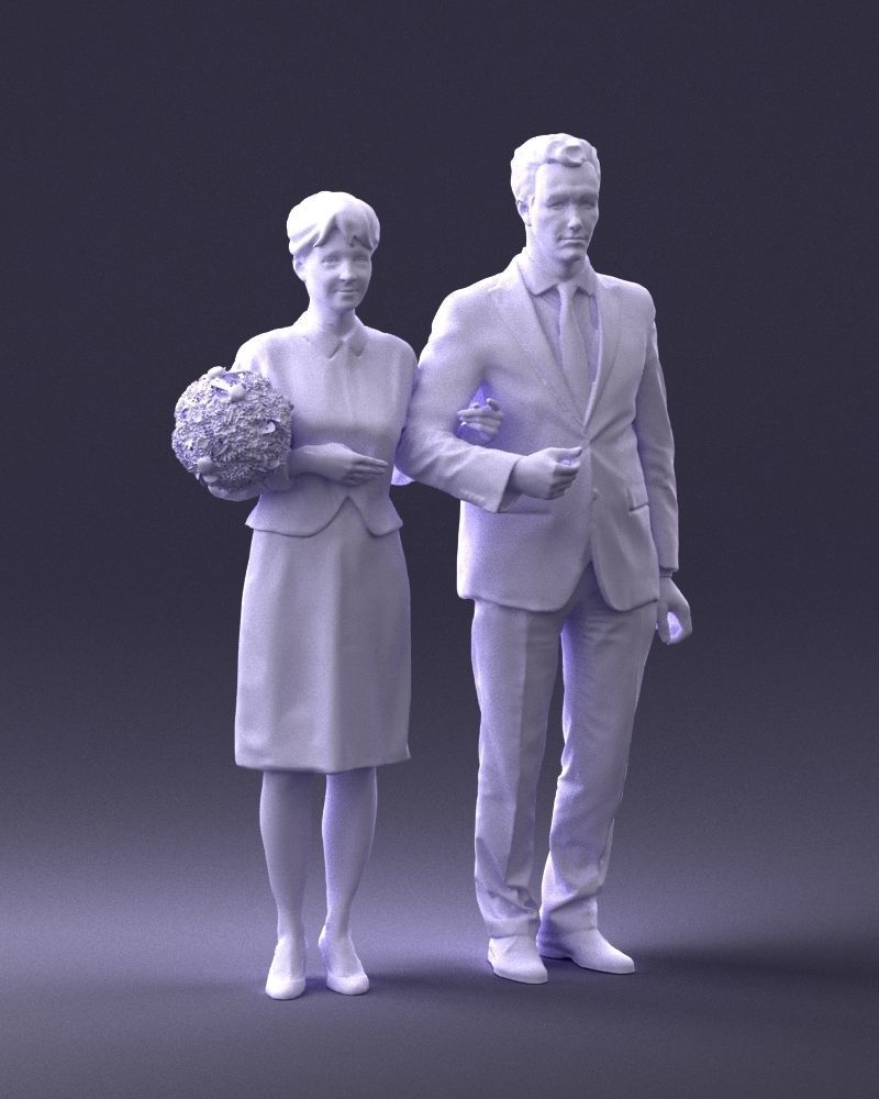 000355 Formal Couple with Bouquet 3D model_8