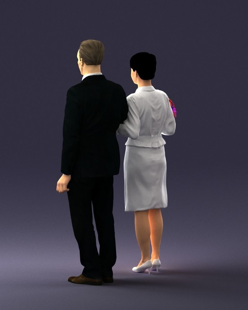 000355 Formal Couple with Bouquet 3D model_22
