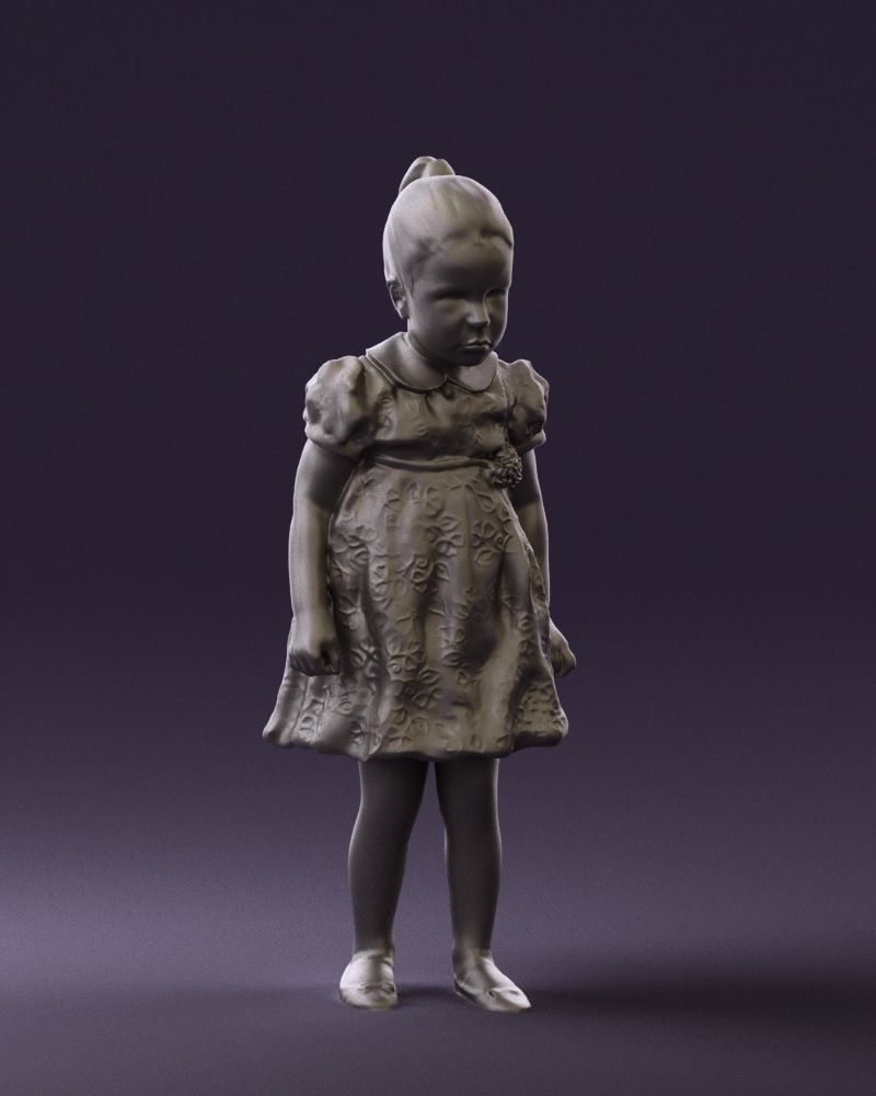 Little girl in white dress 0435 3D Print Ready 3D print model_4