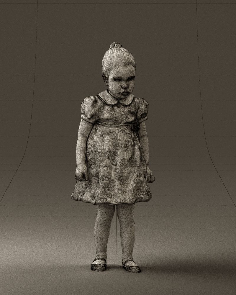 Little girl in white dress 0435 3D Print Ready 3D print model_38