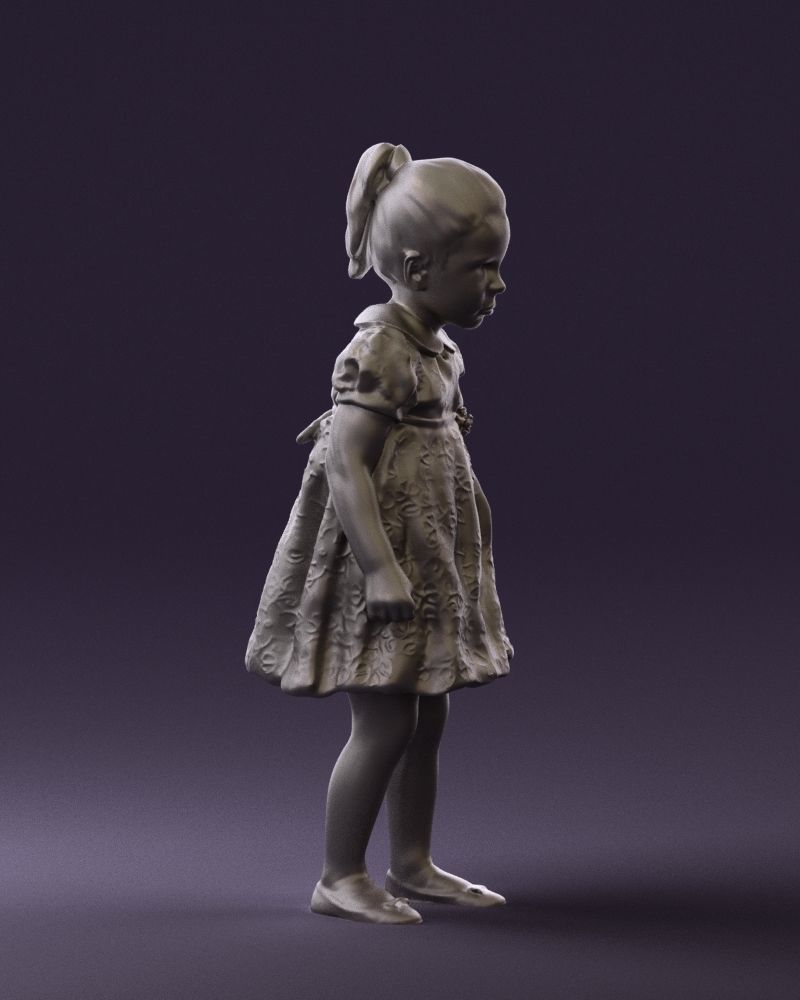 Little girl in white dress 0435 3D Print Ready 3D print model_10