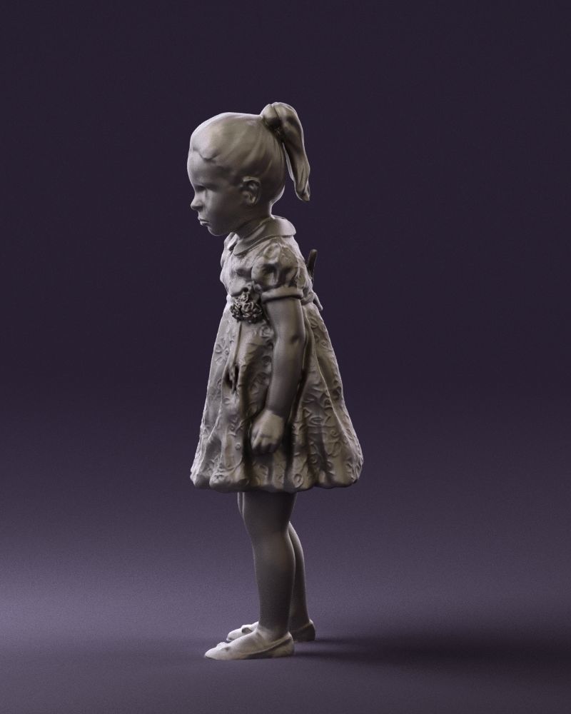 Little girl in white dress 0435 3D Print Ready 3D print model_25