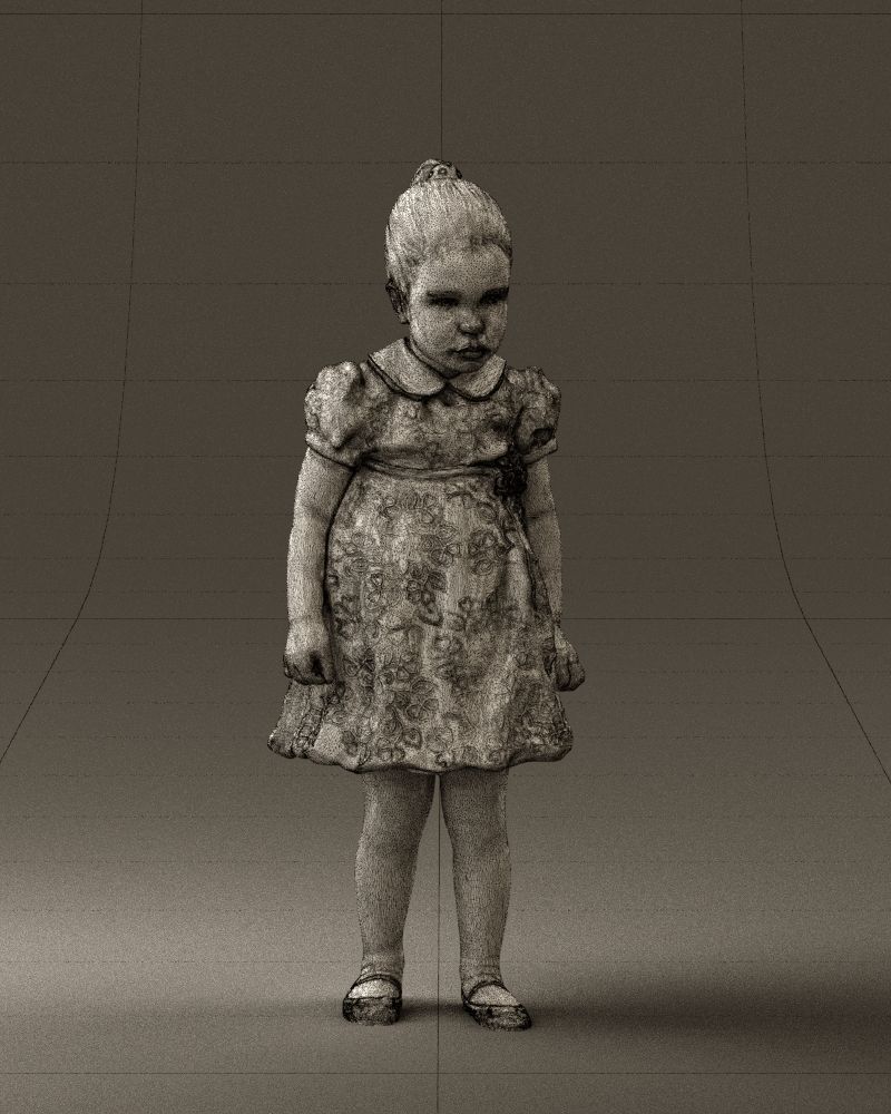 Little girl in white dress 0435 3D Print Ready 3D print model_2