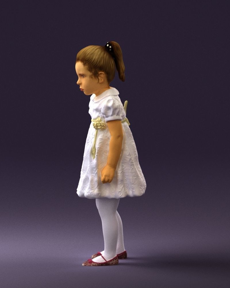 Little girl in white dress 0435 3D Print Ready 3D print model_24