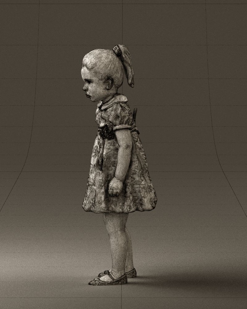 Little girl in white dress 0435 3D Print Ready 3D print model_26