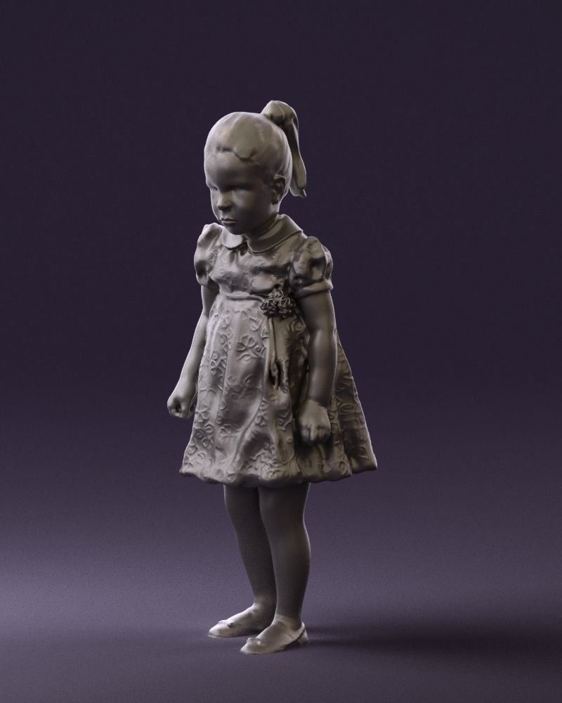 Little girl in white dress 0435 3D Print Ready 3D print model_28