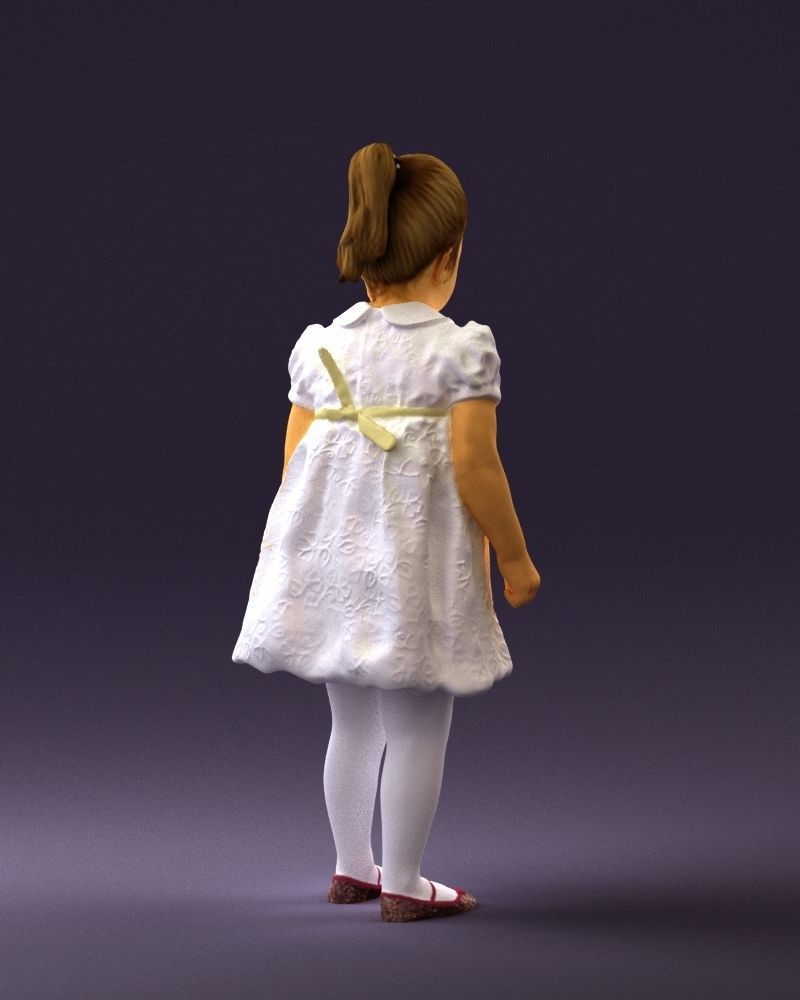 Little girl in white dress 0435 3D Print Ready 3D print model_15