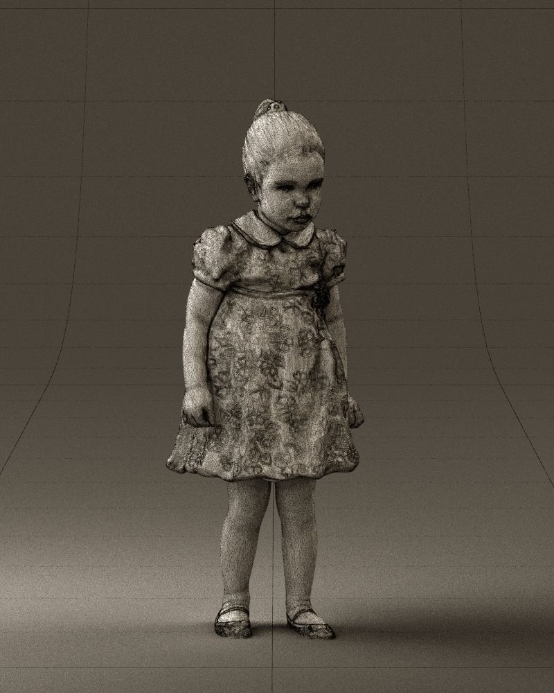 Little girl in white dress 0435 3D Print Ready 3D print model_5