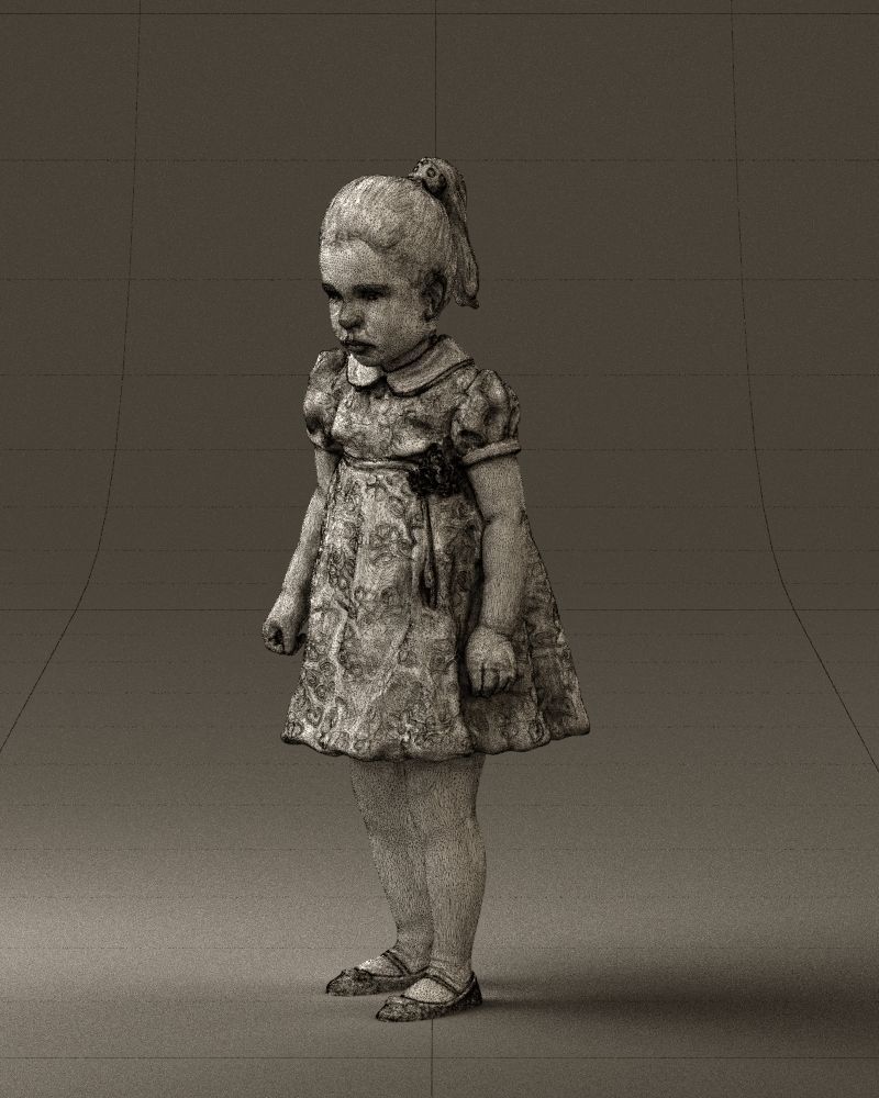 Little girl in white dress 0435 3D Print Ready 3D print model_29