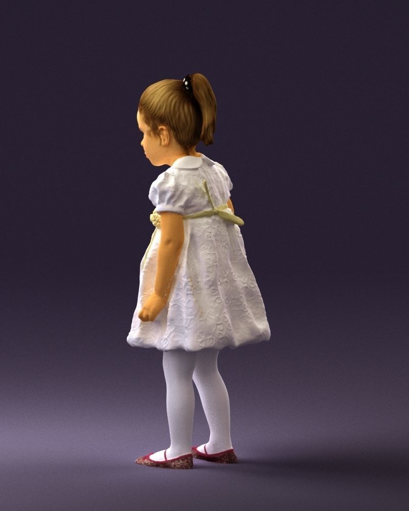 Little girl in white dress 0435 3D Print Ready 3D print model_21