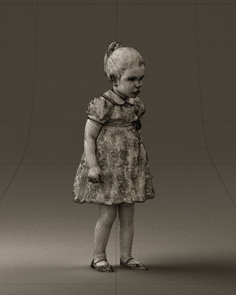 Little girl in white dress 0435 3D Print Ready 3D print model_8