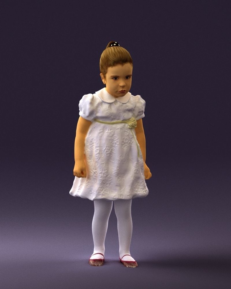 Little girl in white dress 0435 3D Print Ready 3D print model_36