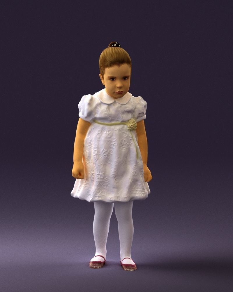 Little girl in white dress 0435 3D Print Ready 3D print model_33