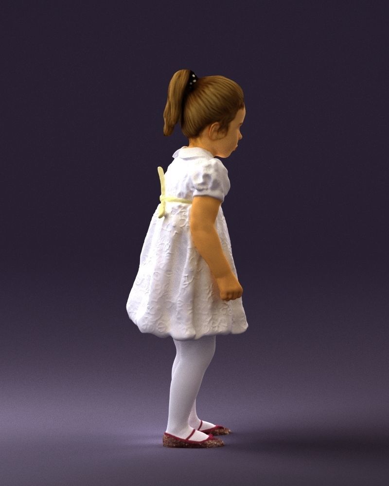 Little girl in white dress 0435 3D Print Ready 3D print model_12