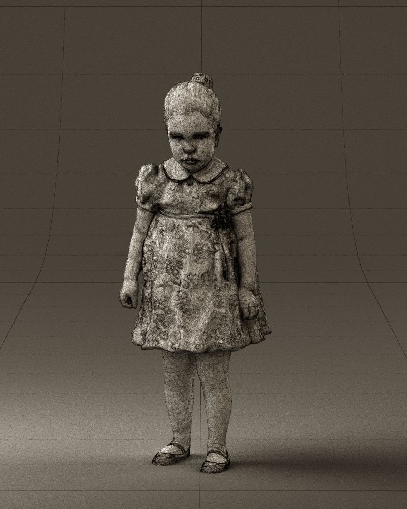 Little girl in white dress 0435 3D Print Ready 3D print model_32