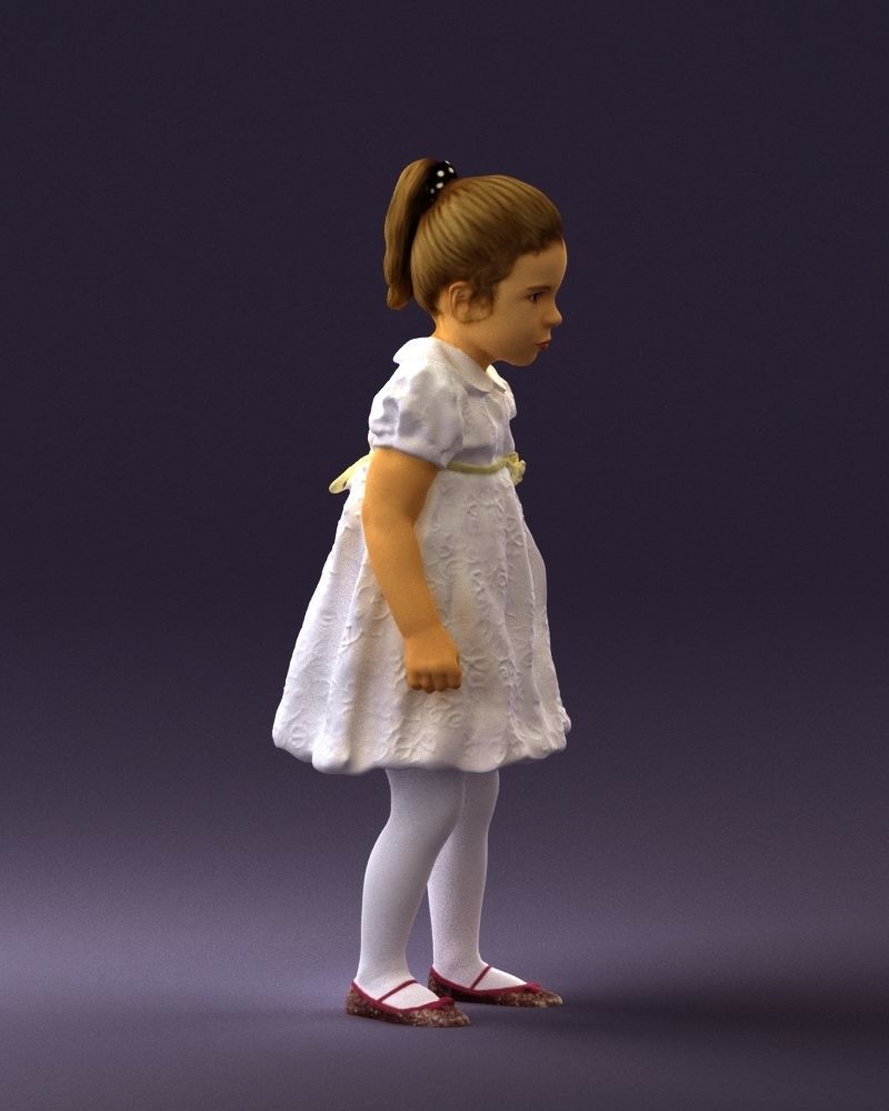 Little girl in white dress 0435 3D Print Ready 3D print model_9