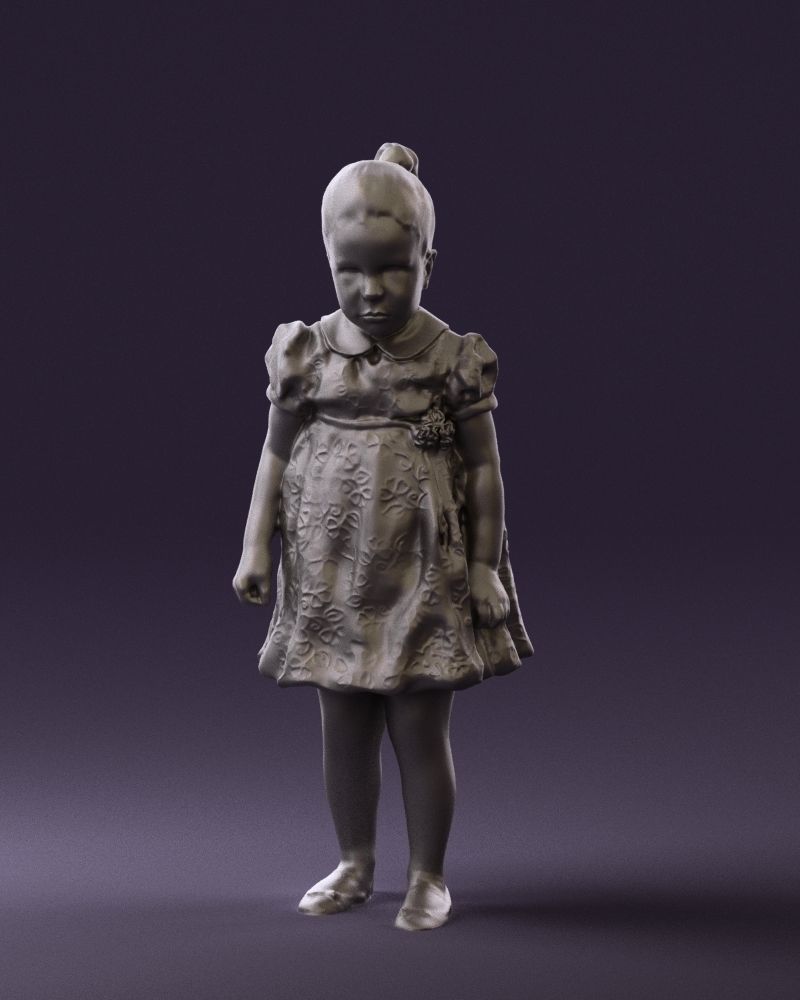 Little girl in white dress 0435 3D Print Ready 3D print model_31