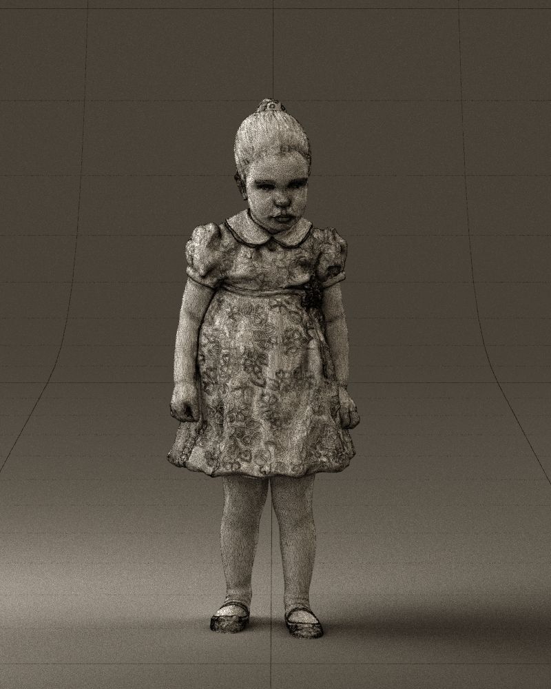 Little girl in white dress 0435 3D Print Ready 3D print model_35