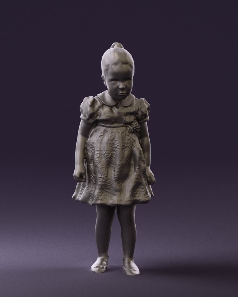 Little girl in white dress 0435 3D Print Ready 3D print model_34