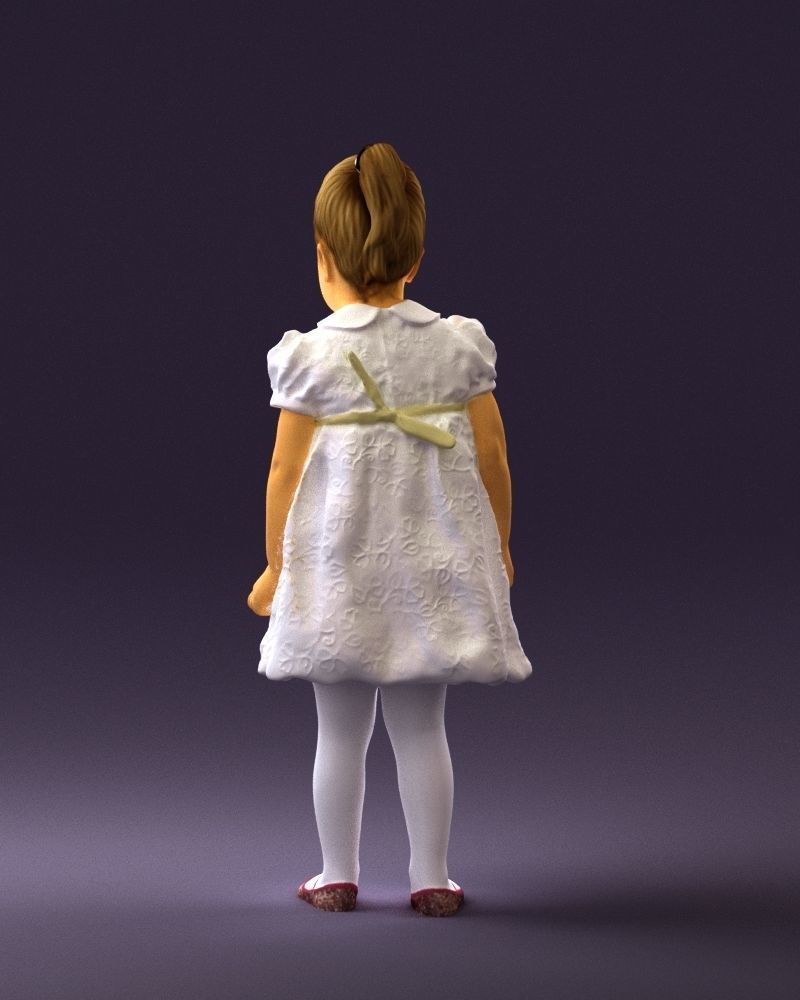 Little girl in white dress 0435 3D Print Ready 3D print model_18