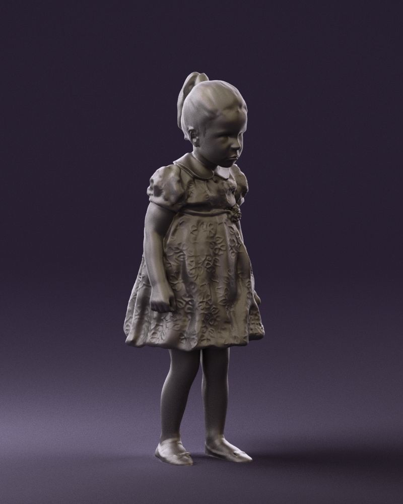 Little girl in white dress 0435 3D Print Ready 3D print model_7