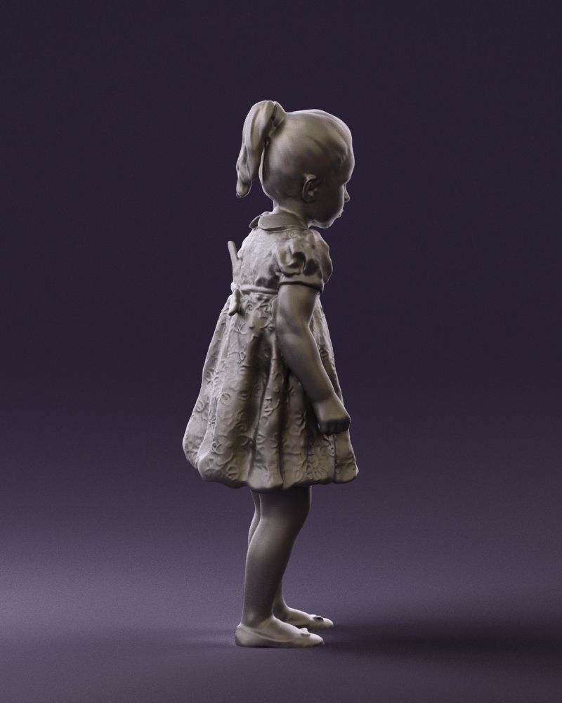 Little girl in white dress 0435 3D Print Ready 3D print model_13