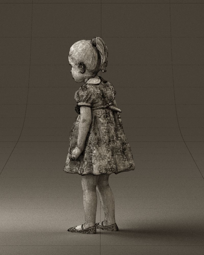 Little girl in white dress 0435 3D Print Ready 3D print model_23