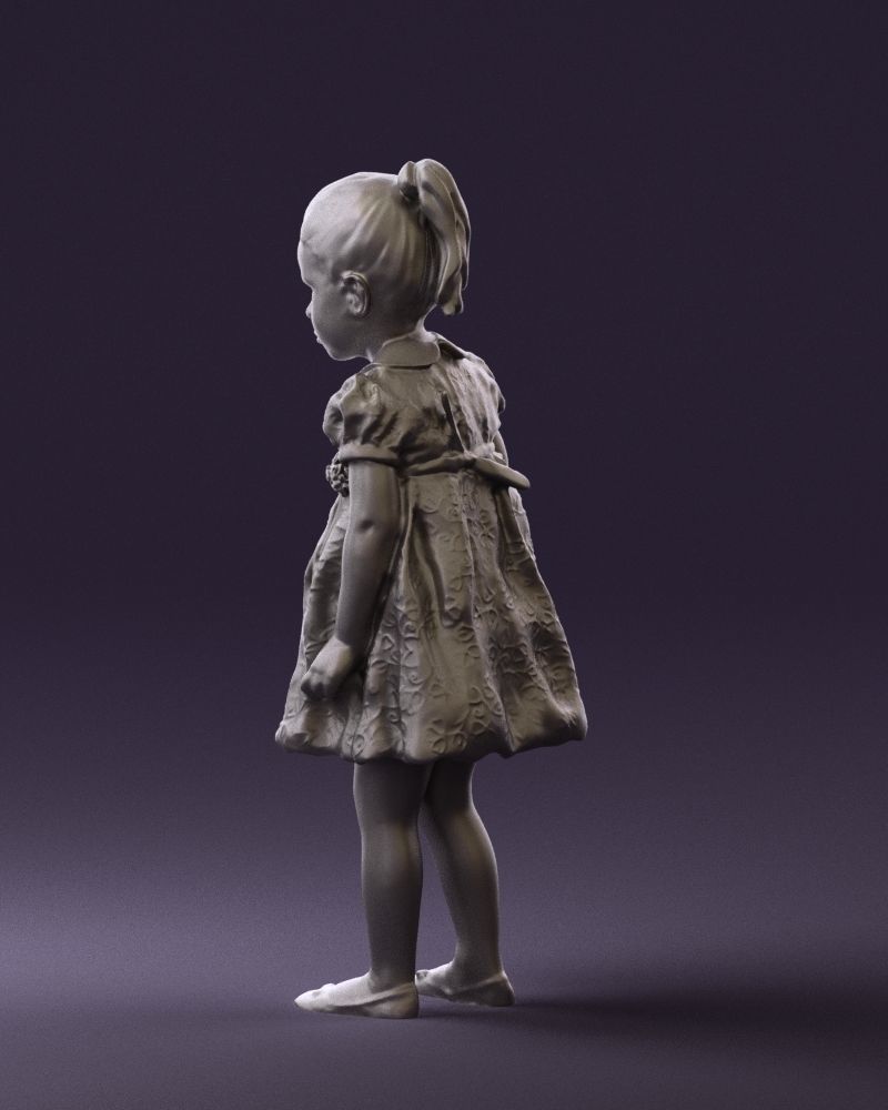 Little girl in white dress 0435 3D Print Ready 3D print model_22