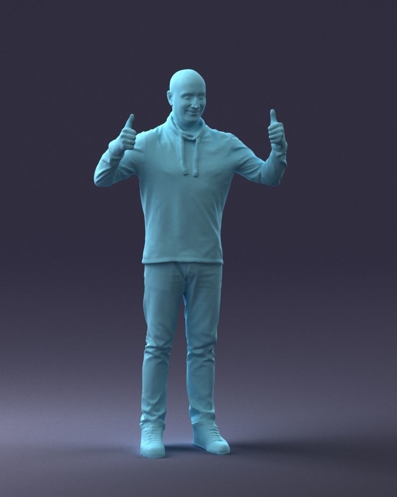 000087 Cheerful Man Giving Thumbs Up 3D model_7