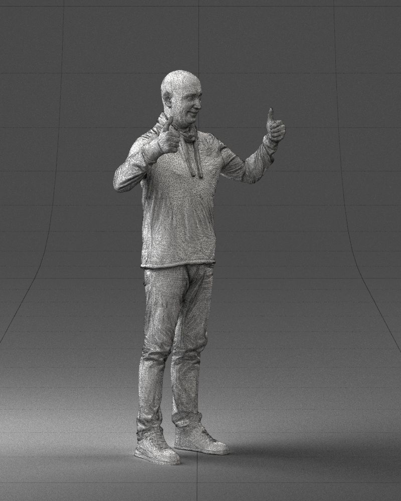 000087 Cheerful Man Giving Thumbs Up 3D model_11