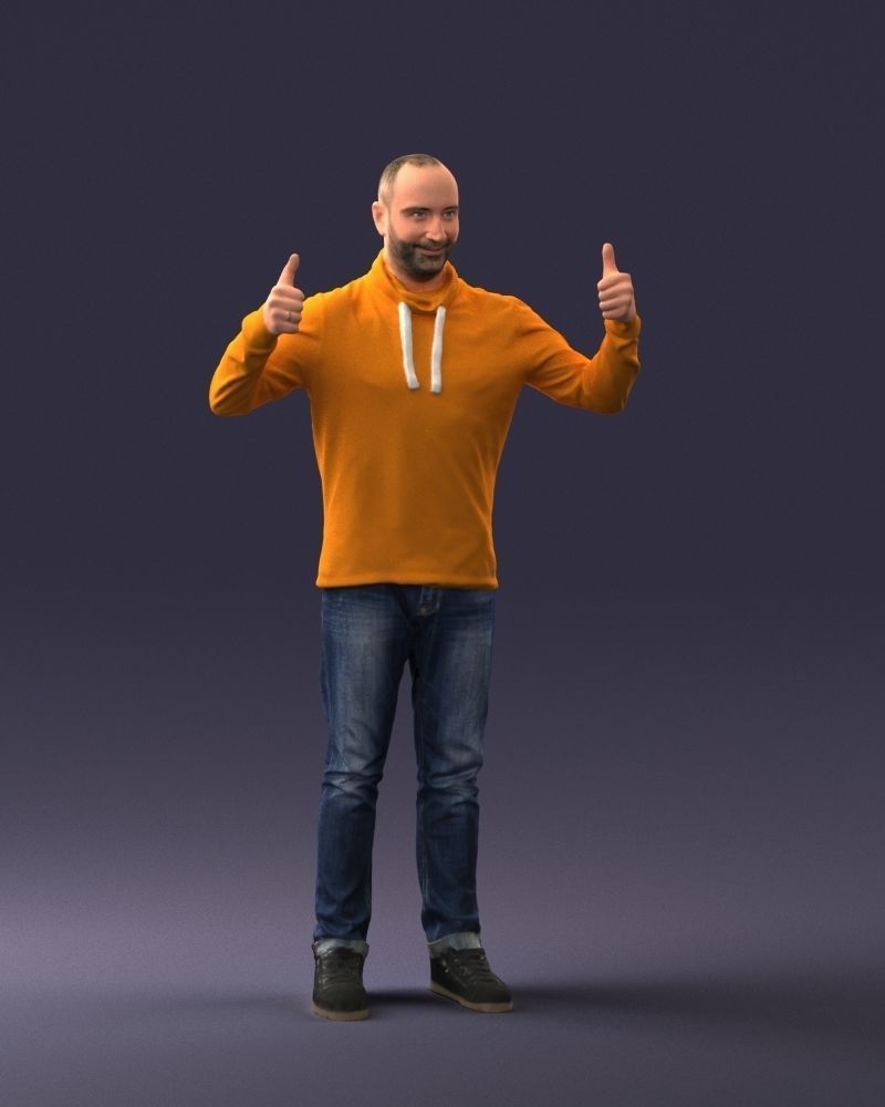 000087 Cheerful Man Giving Thumbs Up 3D model_6