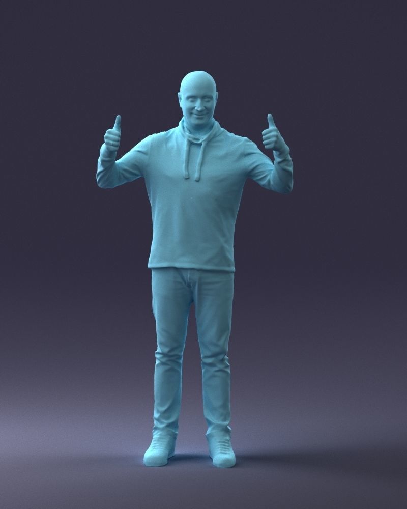 000087 Cheerful Man Giving Thumbs Up 3D model_4