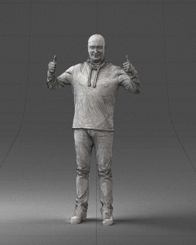 000087 Cheerful Man Giving Thumbs Up 3D model_2