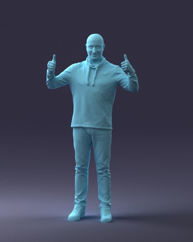 000087 Cheerful Man Giving Thumbs Up 3D model_1