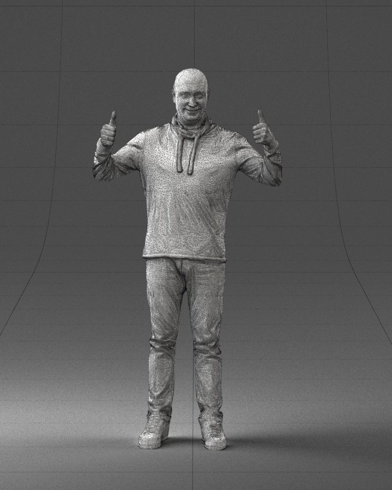 000087 Cheerful Man Giving Thumbs Up 3D model_5