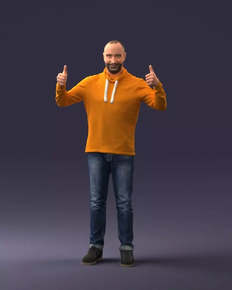 000087 Cheerful Man Giving Thumbs Up 3D model_0