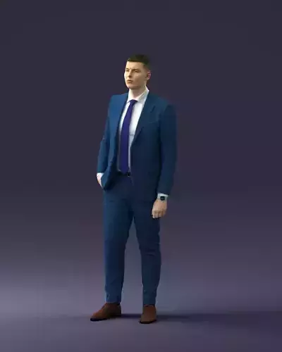 000257 Businessman in Blue Suit with Tie 0305