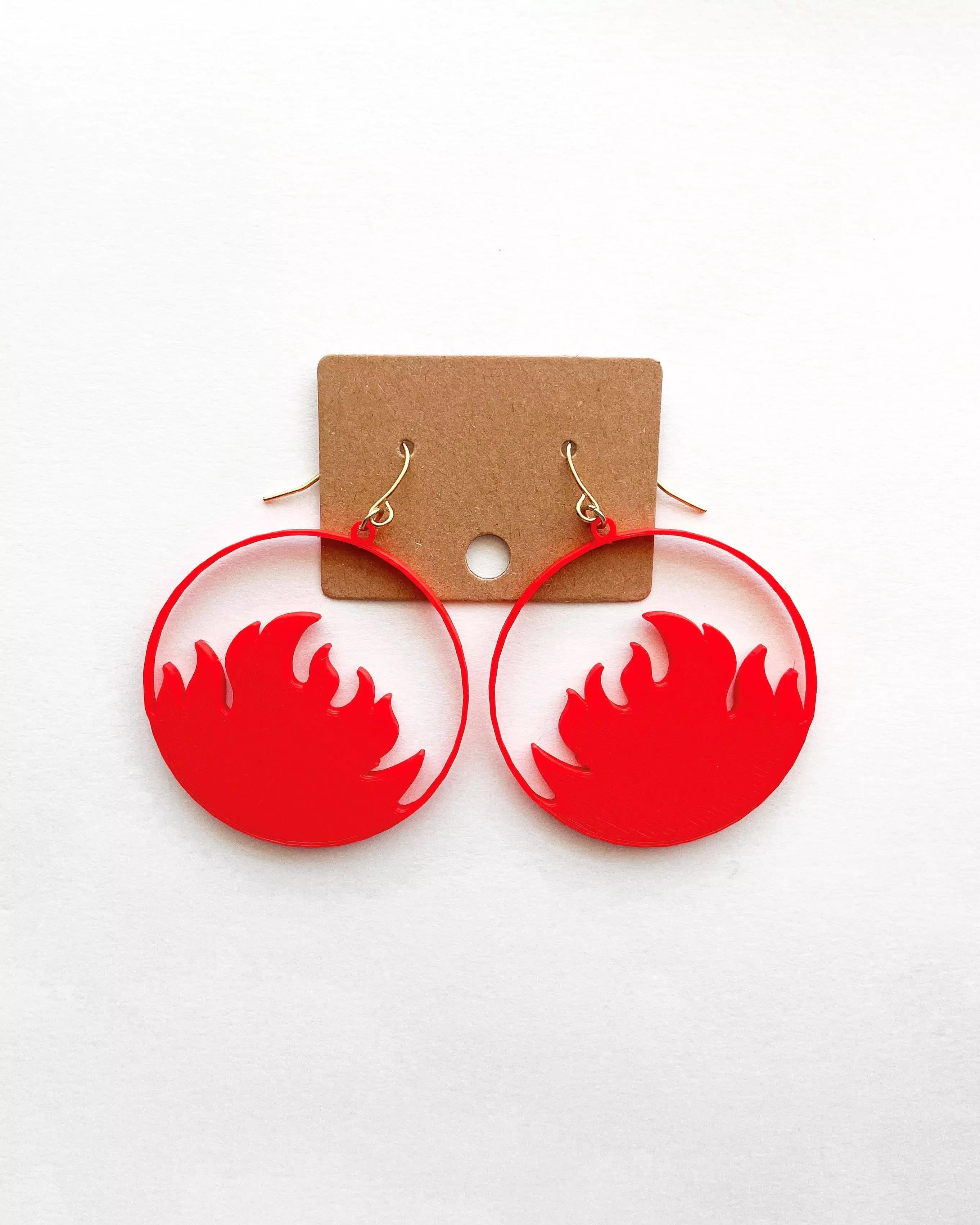 3D Printed Minimalist Fire Flame Earrings 3D print model