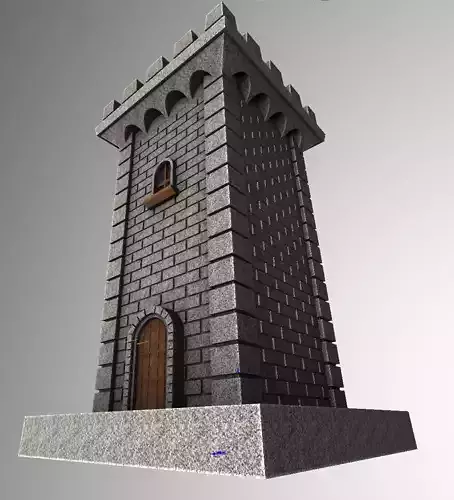 Miniature Brick Textured Castle Square Tower for 3D Printing 3D print model