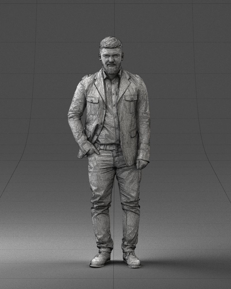 000044 Bearded Man 0111 3dp 3D print model_2
