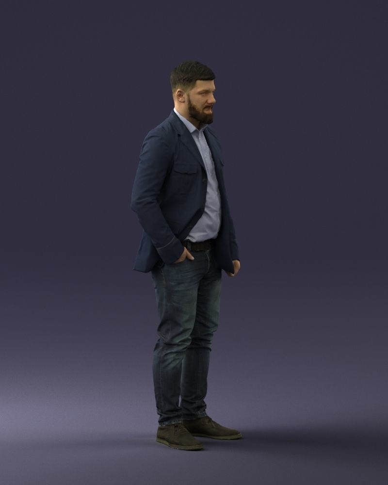 000044 Bearded Man 0111 3dp 3D print model_3