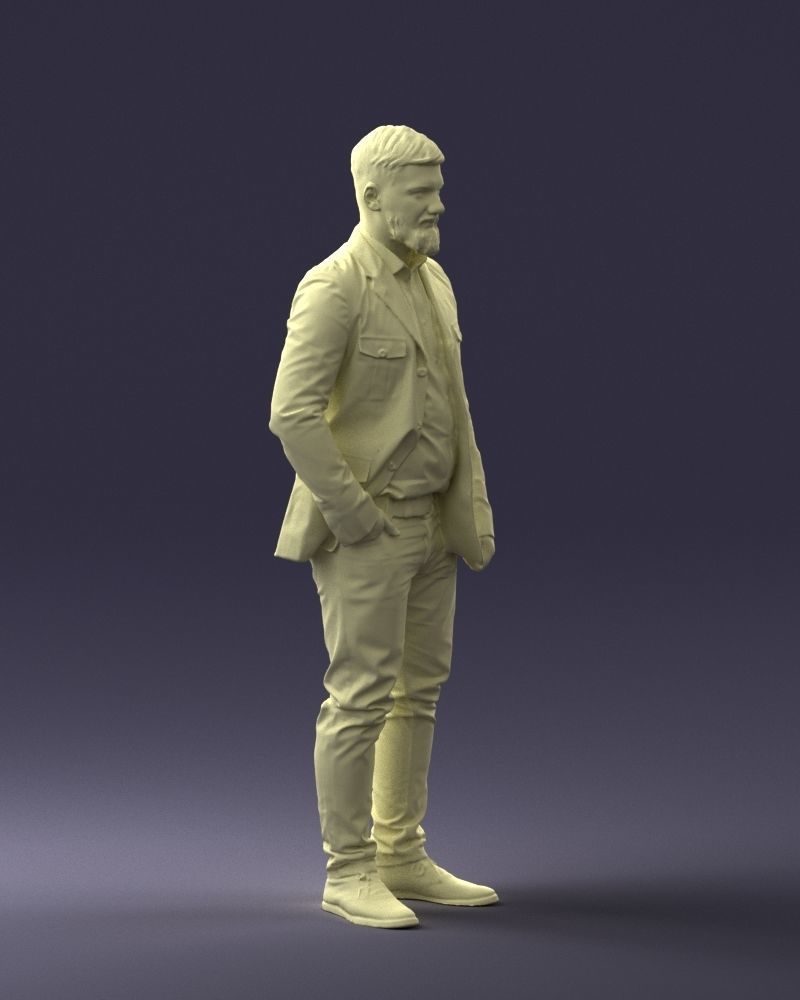 000044 Bearded Man 0111 3dp 3D print model_4